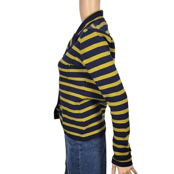 Audrey & Grace Women's Green and Navy Striped 100% Cotton Blazer Size M - Picture 7 of 10